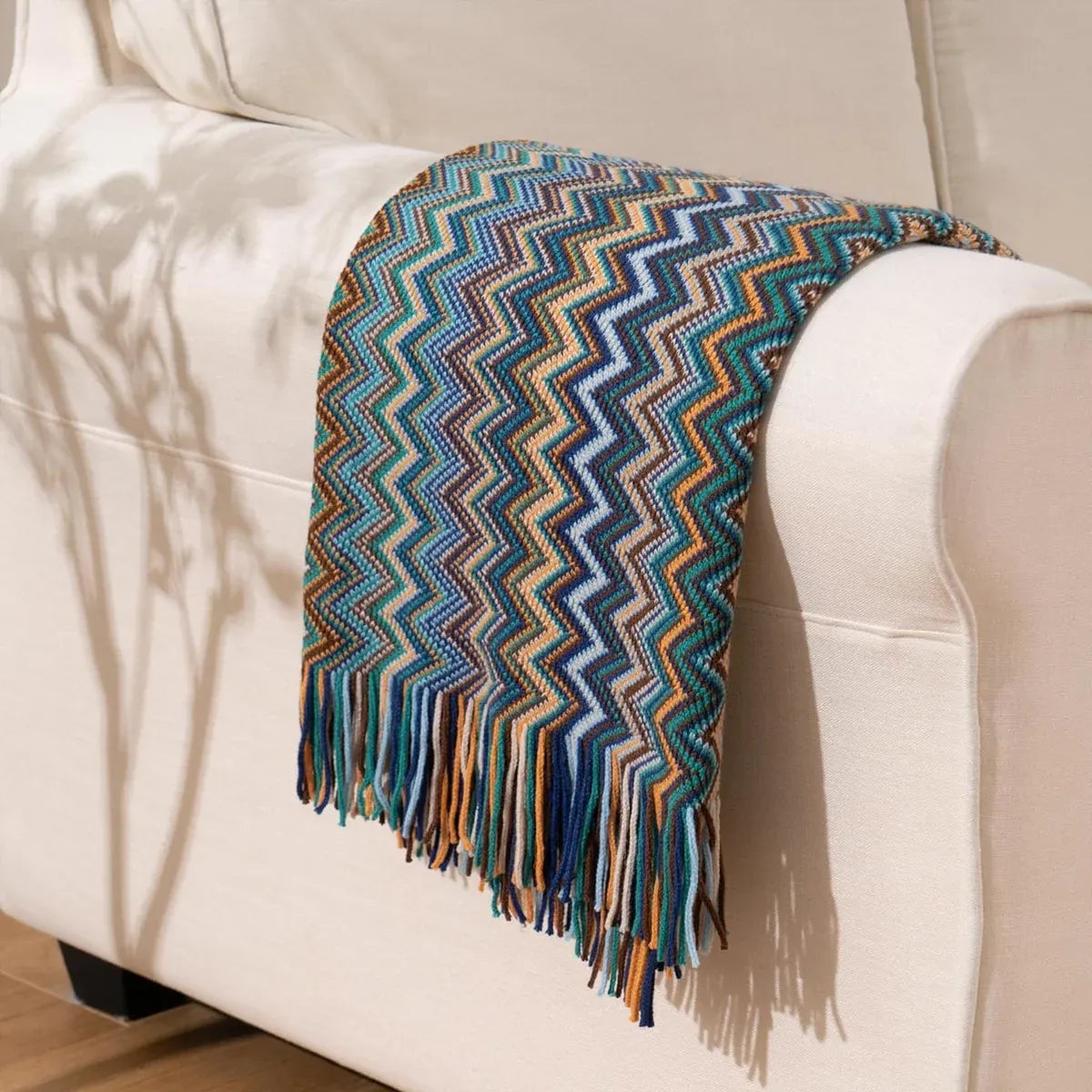 Peacock Blue Houndstooth Bed Runner Decorative Throw for Hotel or Home Bedding - 60x230cm