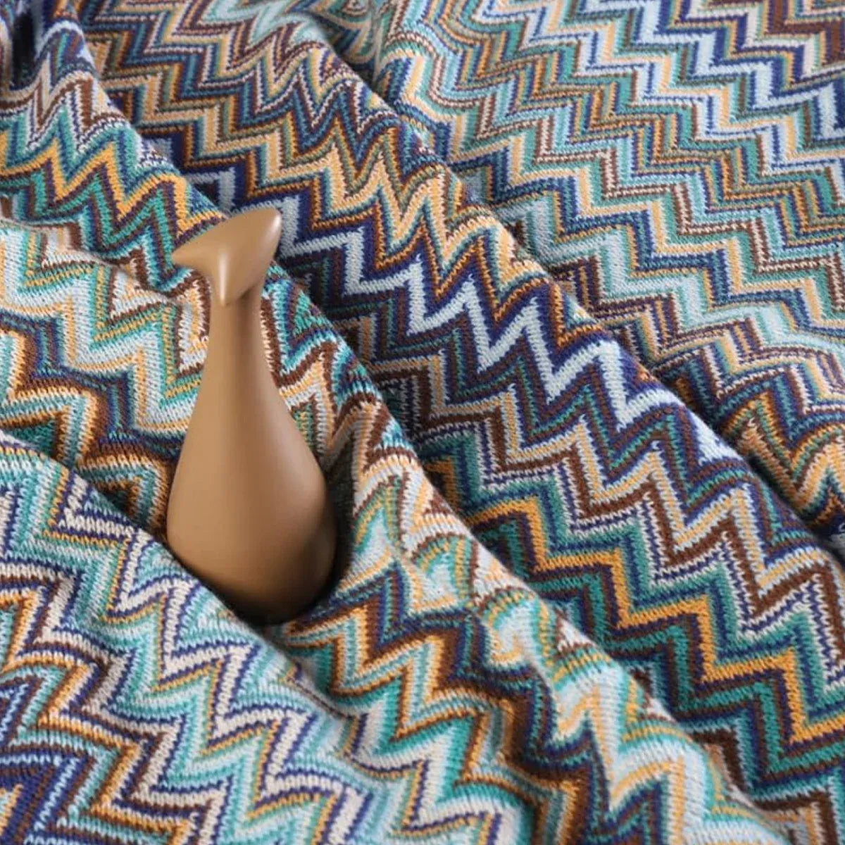 Peacock Blue Houndstooth Bed Runner Decorative Throw for Hotel or Home Bedding - 60x230cm