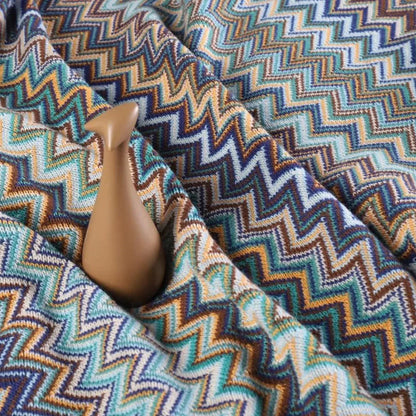 Peacock Blue Houndstooth Bed Runner Decorative Throw for Hotel or Home Bedding - 60x230cm