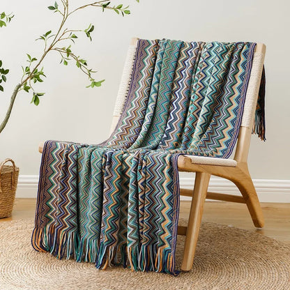 Peacock Blue Houndstooth Bed Runner Decorative Throw for Hotel or Home Bedding - 60x230cm
