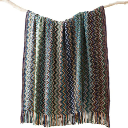 Peacock Blue Houndstooth Bed Runner Decorative Throw for Hotel or Home Bedding - 60x230cm