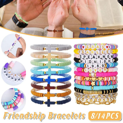 8/14pcs Bohemian Bracelet Set Colourful Beaded Bracelets Stackable Jewelry Gift - 14PCS