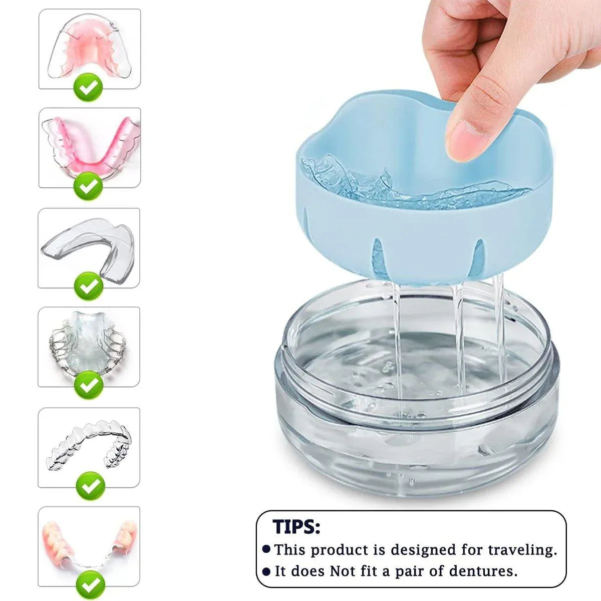 Blue Braces Cleaning Organiser Soak Box Portable Toothbrush Holder for Oral Care