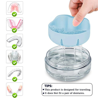Blue Braces Cleaning Organiser Soak Box Portable Toothbrush Holder for Oral Care