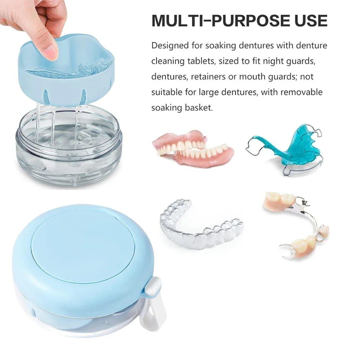 Blue Braces Cleaning Organiser Soak Box Portable Toothbrush Holder for Oral Care