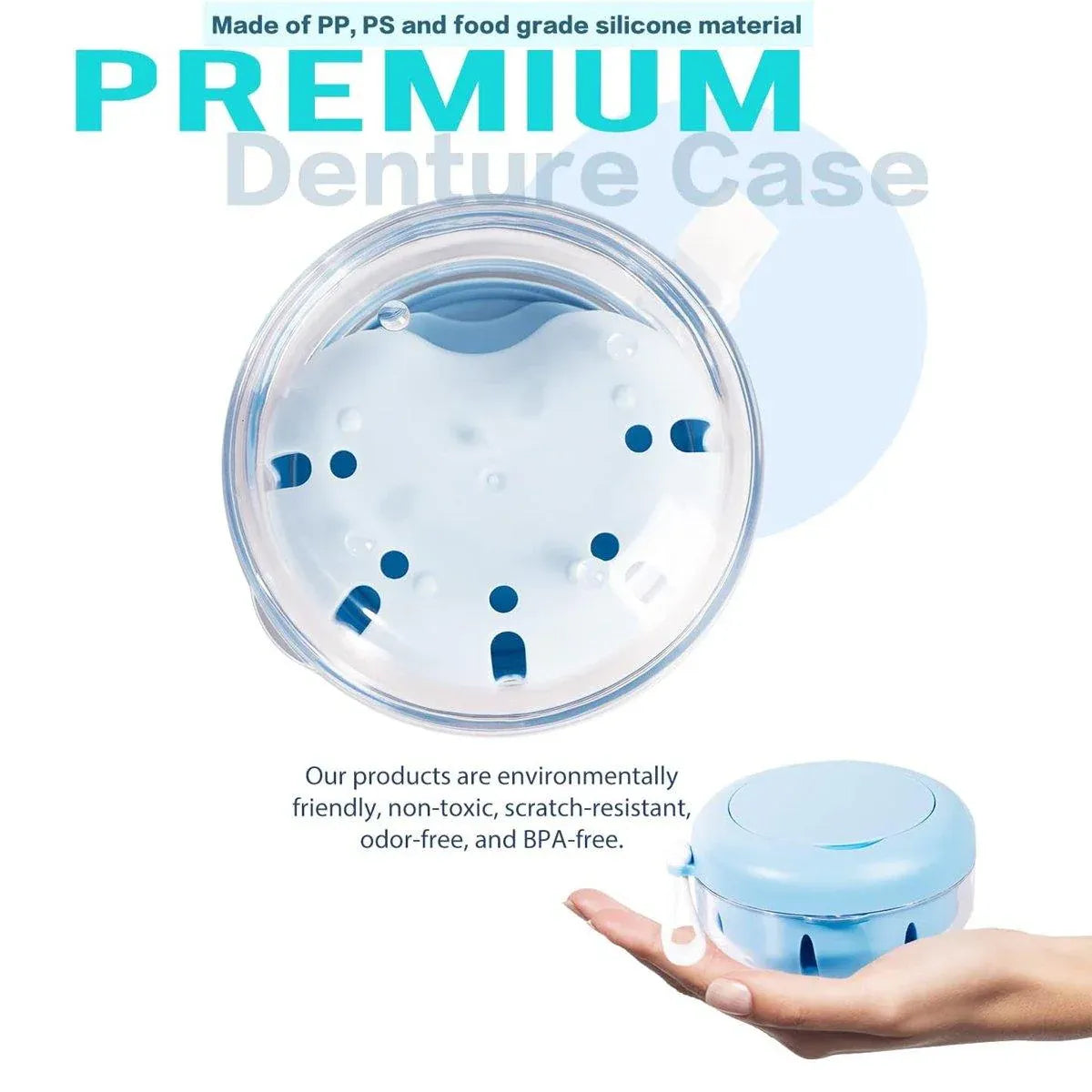 Blue Braces Cleaning Organiser Soak Box Portable Toothbrush Holder for Oral Care