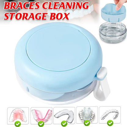 Blue Braces Cleaning Organiser Soak Box Portable Toothbrush Holder for Oral Care