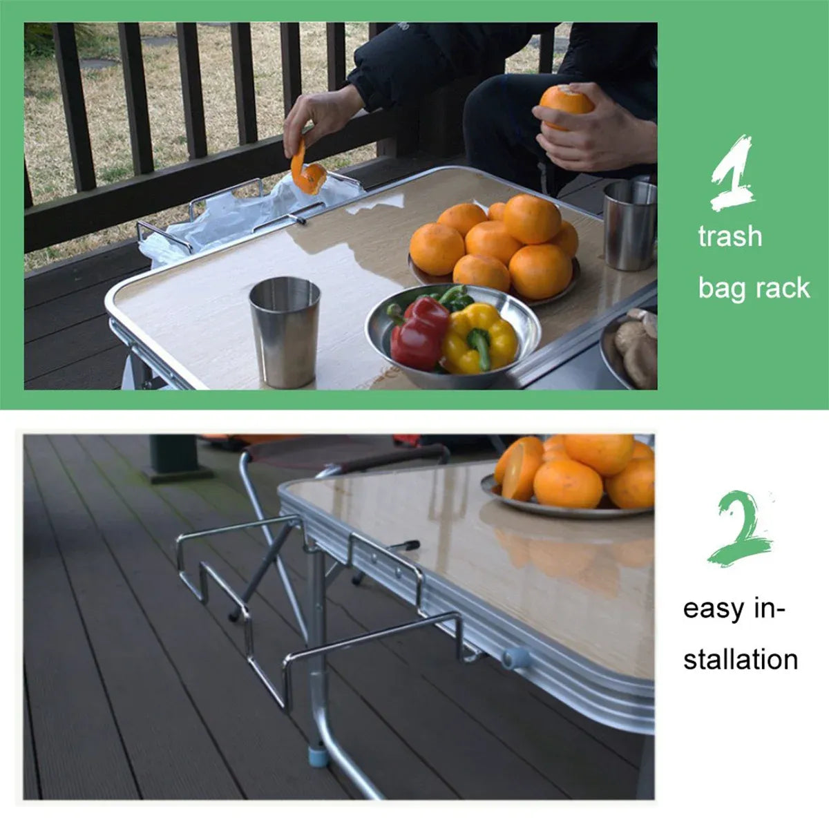 Foldable Stainless Steel Camping Trash Rack Portable