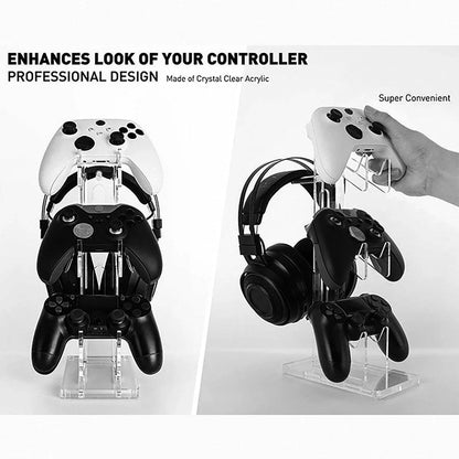 3 Tier Gamepad and Headset Display Stand for Gaming Accessories Organization - Black