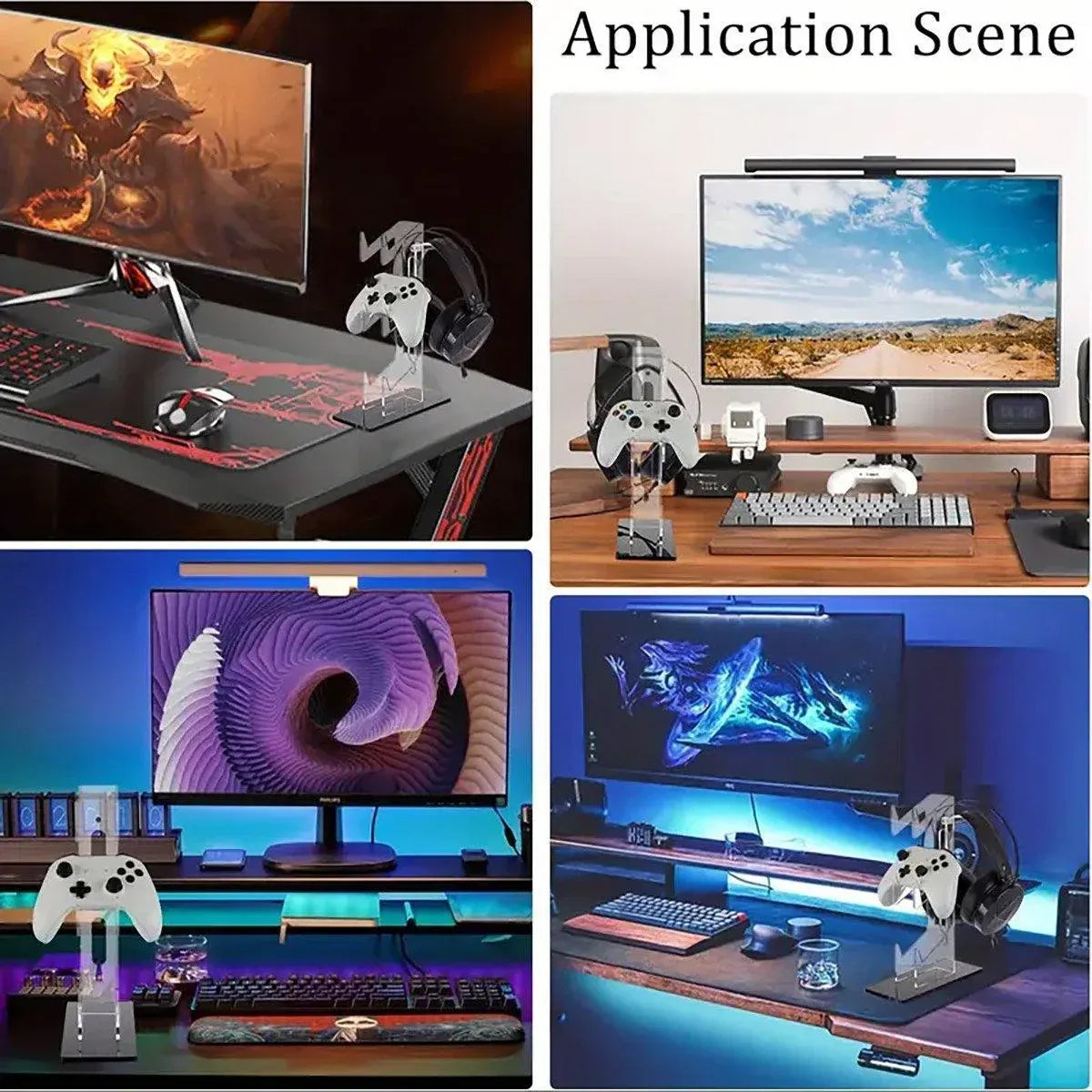 3 Tier Gamepad and Headset Display Stand for Gaming Accessories Organization - Black