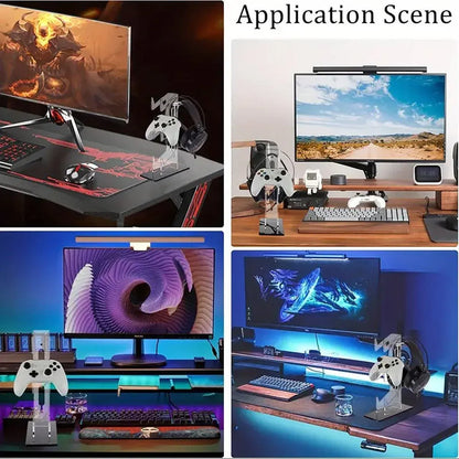 3 Tier Gamepad and Headset Display Stand for Gaming Accessories Organization - Black