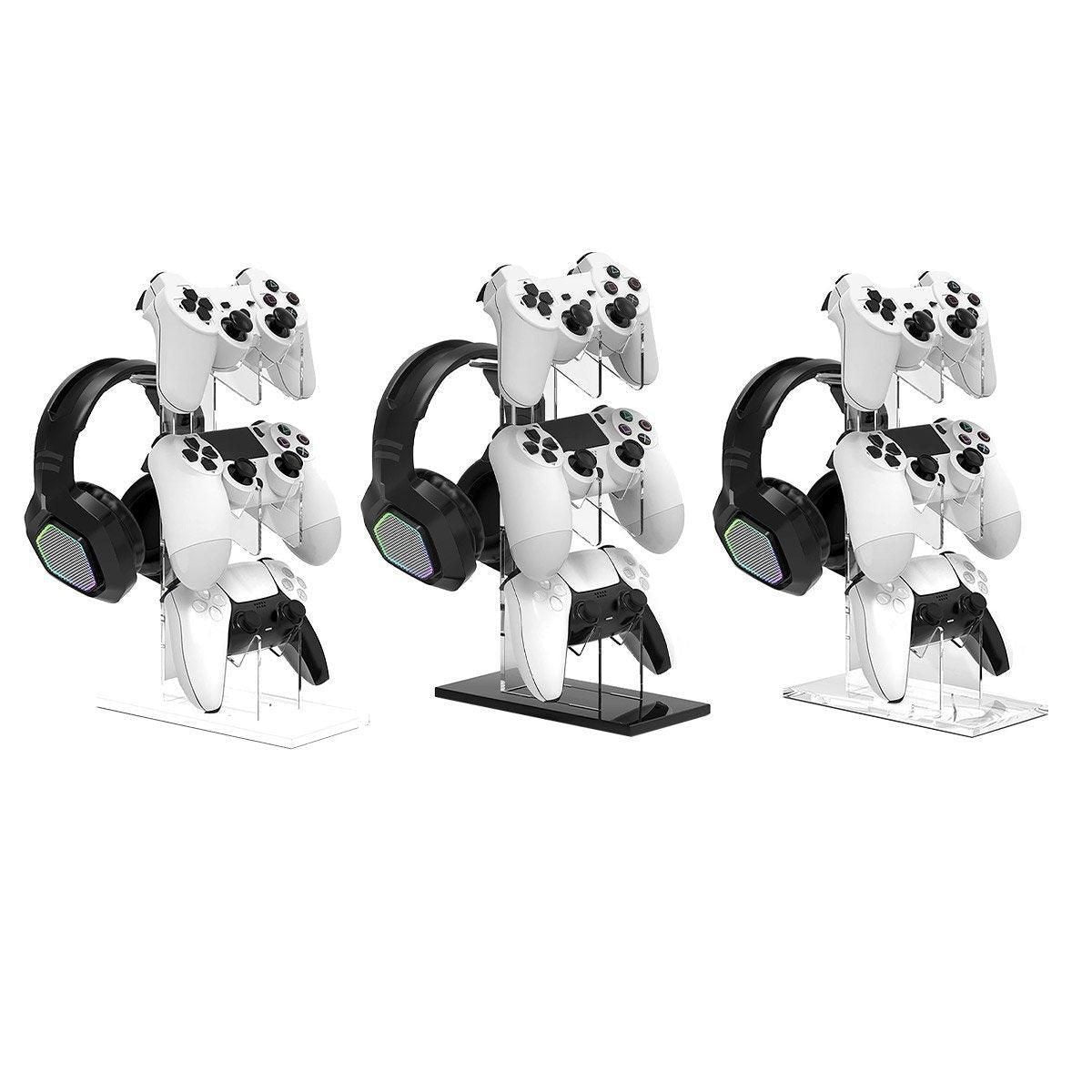 3 Tier Gamepad and Headset Display Stand for Gaming Accessories Organization - Transparent