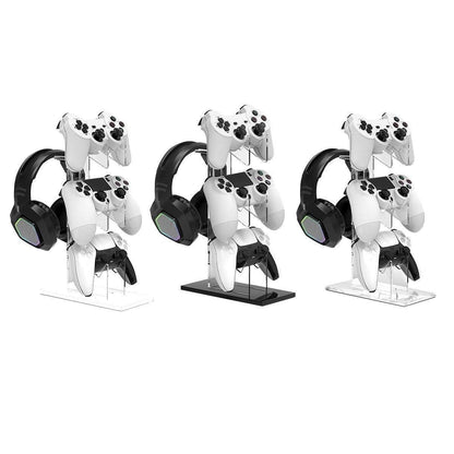 3 Tier Gamepad and Headset Display Stand for Gaming Accessories Organization - Transparent