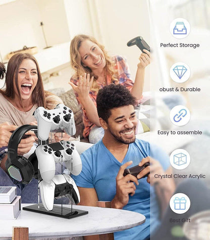 3 Tier Gamepad and Headset Display Stand for Gaming Accessories Organization - Transparent