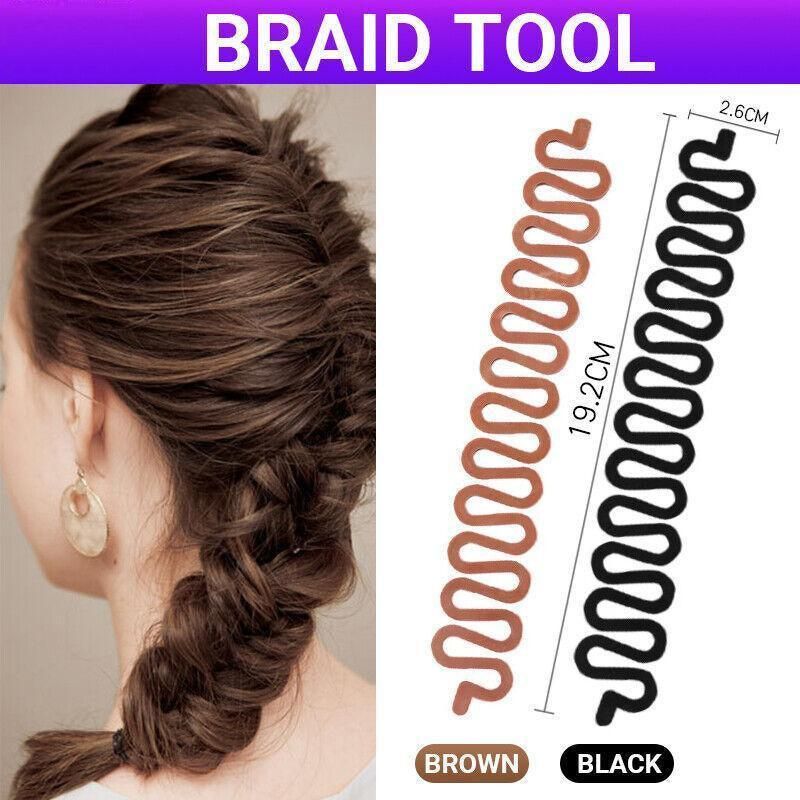 Fish Bone Hair Braiding French Braid Tool Roller Magic Twist Styling Bun Maker - Black