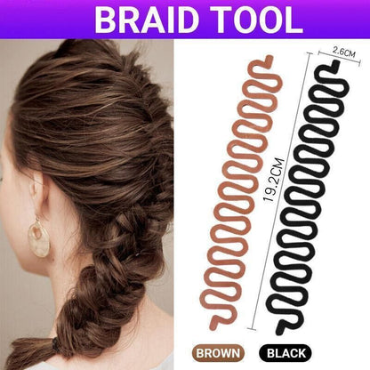 Fish Bone Hair Braiding French Braid Tool Roller Magic Twist Styling Bun Maker - Black