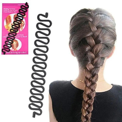 Fish Bone Hair Braiding French Braid Tool Roller Magic Twist Styling Bun Maker - Black