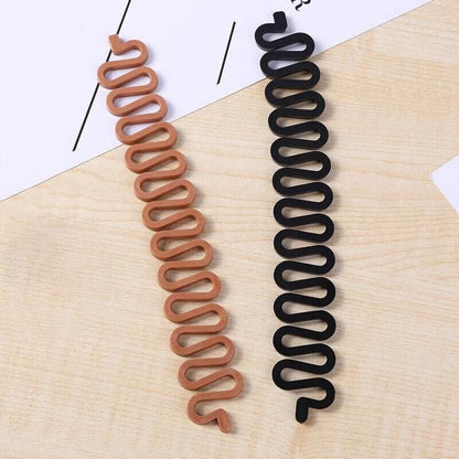 Fish Bone Hair Braiding French Braid Tool Roller Magic Twist Styling Bun Maker - Black