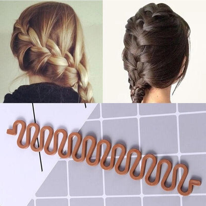 Fish Bone Hair Braiding French Braid Tool Roller Magic Twist Styling Bun Maker - Black