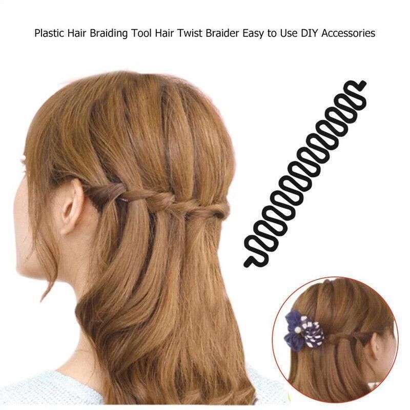 Fish Bone Hair Braiding French Braid Tool Roller Magic Twist Styling Bun Maker - Black