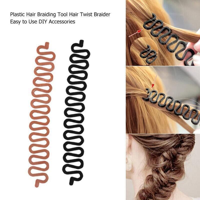 Fish Bone Hair Braiding French Braid Tool Roller Magic Twist Styling Bun Maker - Black