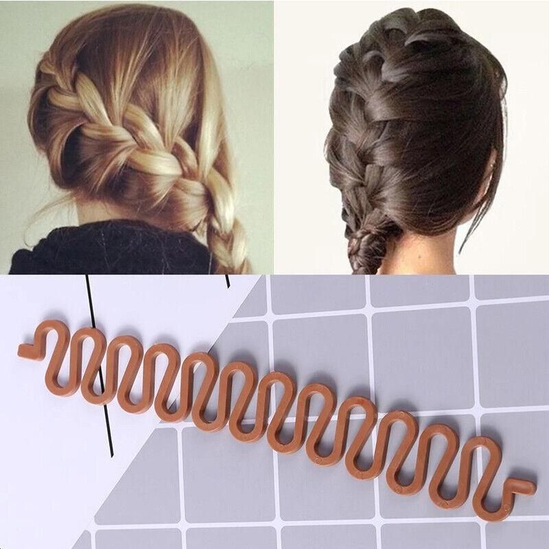 Fish Bone Hair Braiding French Braid Tool Roller Magic Twist Styling Bun Maker - Brown