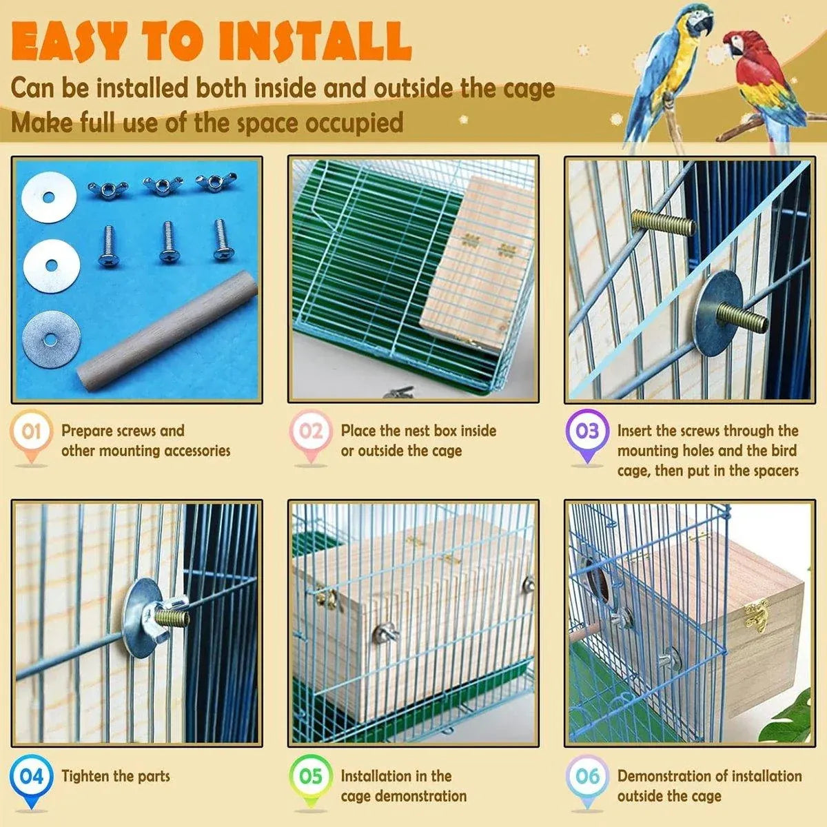 Natural Wooden Breeding Box Durable Parrot Hatching Box Nesting Box for Birds