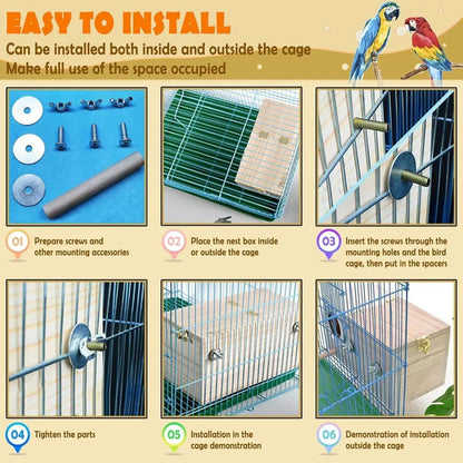 Natural Wooden Breeding Box Durable Parrot Hatching Box Nesting Box for Birds