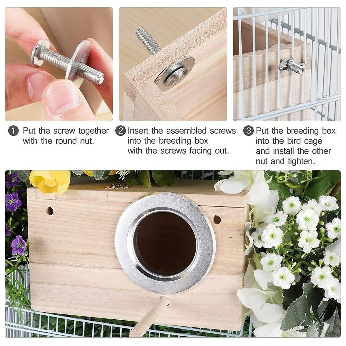Natural Wooden Breeding Box Durable Parrot Hatching Box Nesting Box for Birds