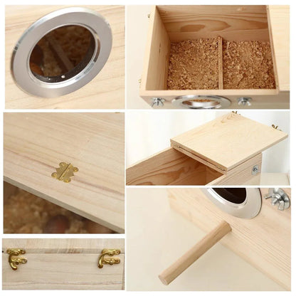 Natural Wooden Breeding Box Durable Parrot Hatching Box Nesting Box for Birds