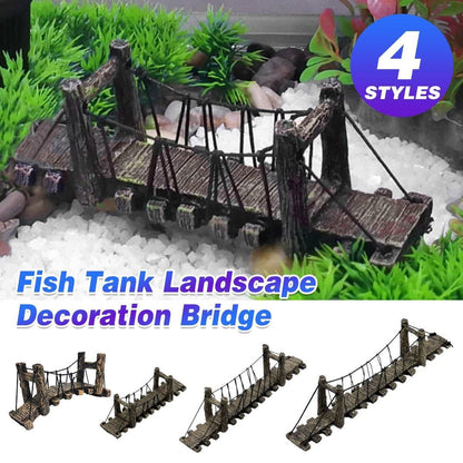 Resin Bridge Aquarium Decoration Fish Tank Accessories Shrimp Tortoise Climbing - Suspension Bridge-M