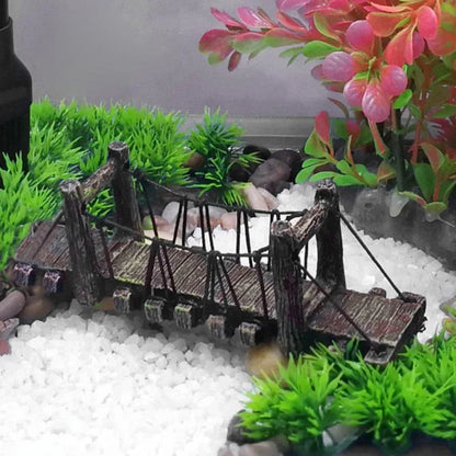 Resin Bridge Aquarium Decoration Fish Tank Accessories Shrimp Tortoise Climbing - Suspension Bridge-M