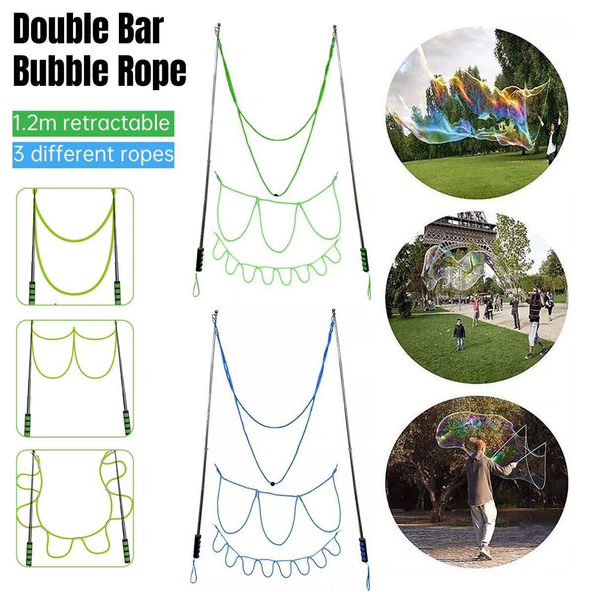 Double Pole Bubble Rope for Giant Bubble Show Outdoor Party Fun Activity - Blue