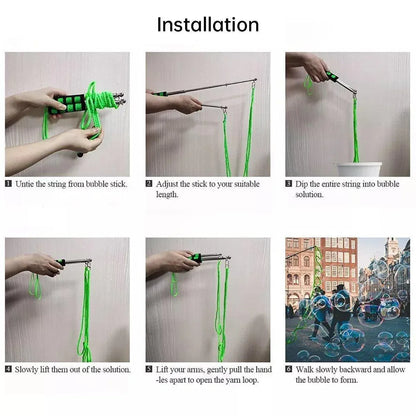 Double Pole Bubble Rope for Giant Bubble Show Outdoor Party Fun Activity - Blue