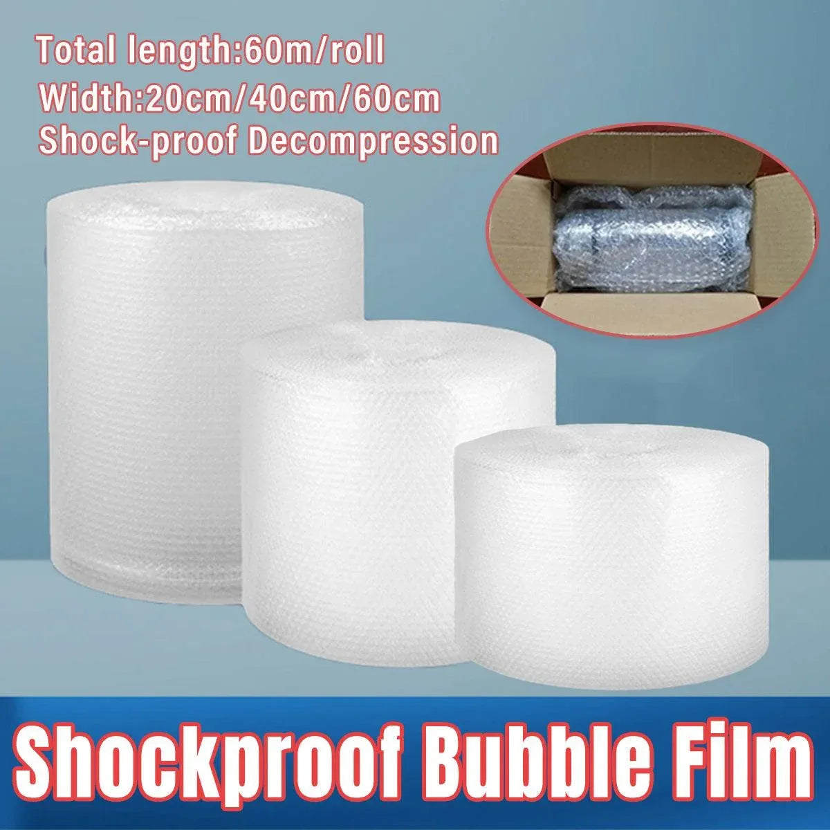 Bubble Wrap Roll Shockproof Packaging Foam Paper Express Shipping Protective - 20cm