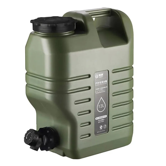 Outdoor Camping Water Storage Bucket with Faucet Portable Square Drinking Tank - 12L