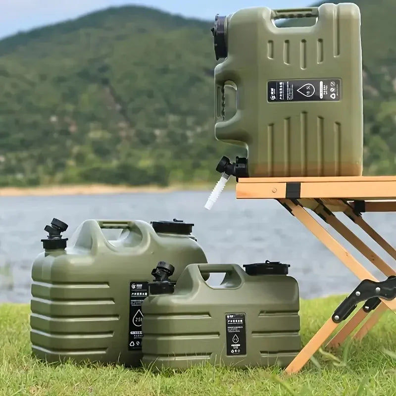 Outdoor Camping Water Storage Bucket with Faucet Portable Square Drinking Tank - 12L