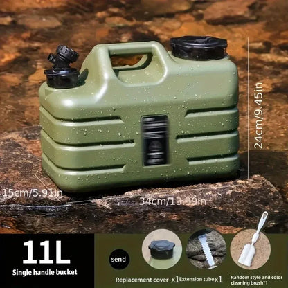 Outdoor Camping Water Storage Bucket with Faucet Portable Square Drinking Tank - 12L