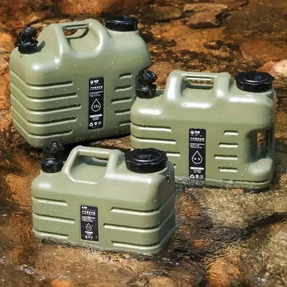 Outdoor Camping Water Storage Bucket with Faucet Portable Square Drinking Tank - 12L