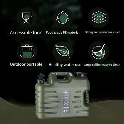 Outdoor Camping Water Storage Bucket with Faucet Portable Square Drinking Tank - 12L