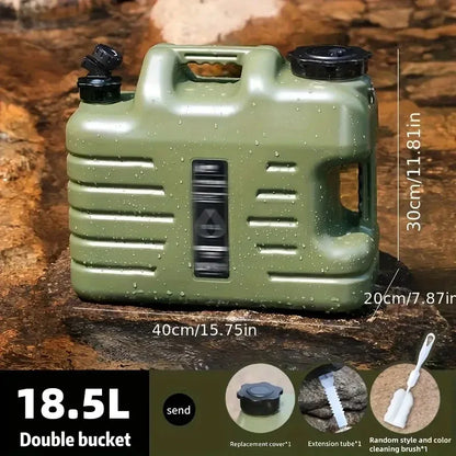 Outdoor Camping Water Storage Bucket with Faucet Portable Square Drinking Tank - 18L