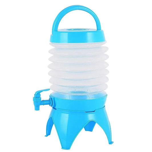 5.5L Outdoor Water Container Camping Folding Water Beer Juice Travel Bucket Use - Blue