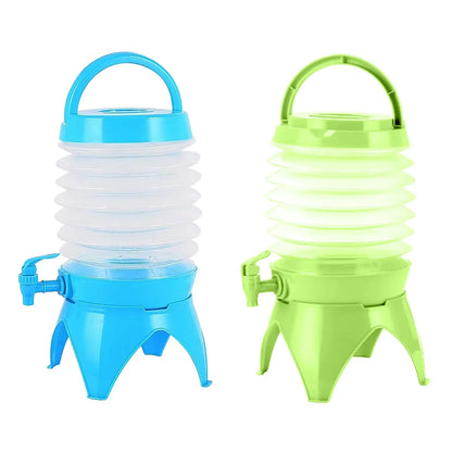 5.5L Outdoor Water Container Camping Folding Water Beer Juice Travel Bucket Use - Blue