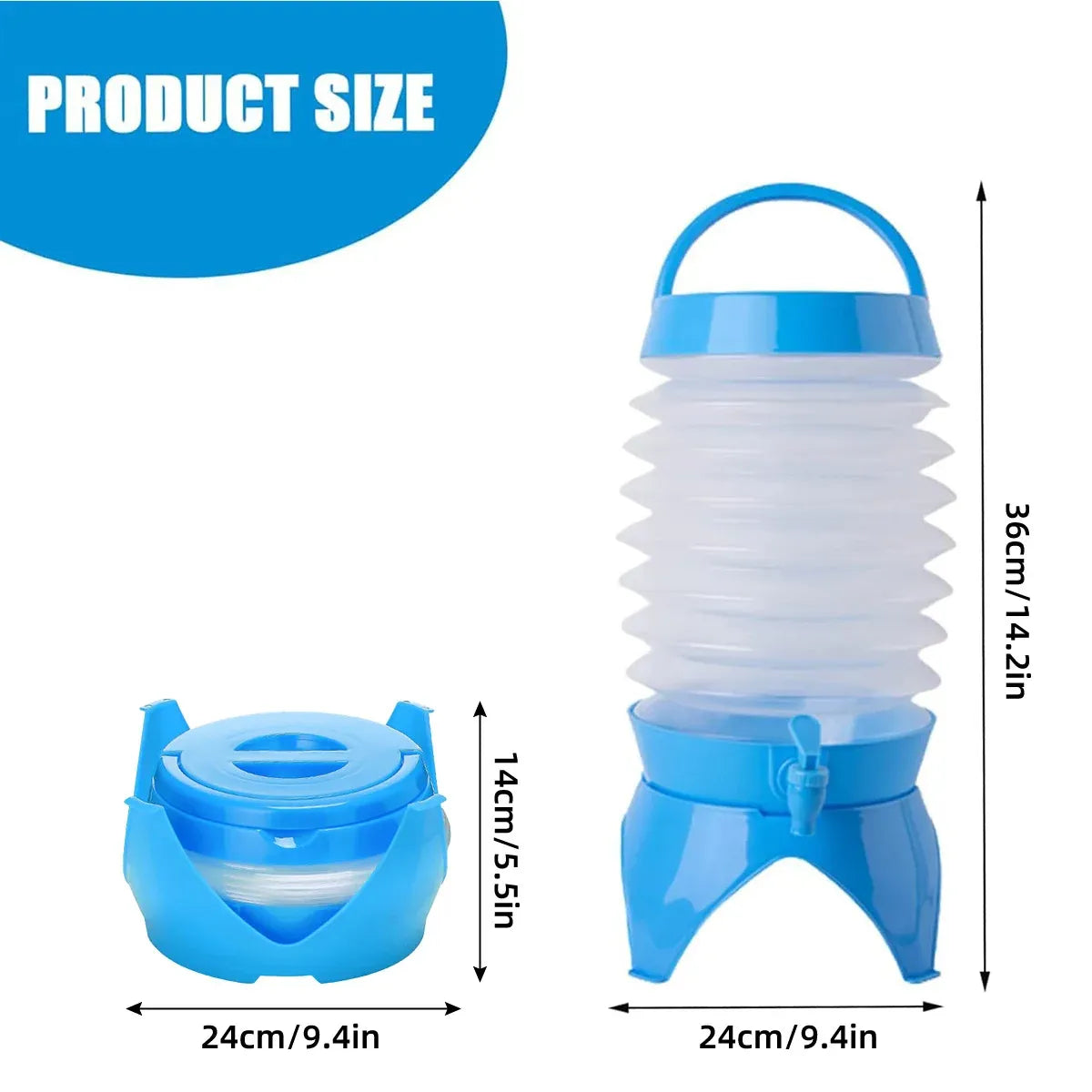 5.5L Outdoor Water Container Camping Folding Water Beer Juice Travel Bucket Use - Blue