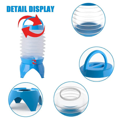 5.5L Outdoor Water Container Camping Folding Water Beer Juice Travel Bucket Use - Blue