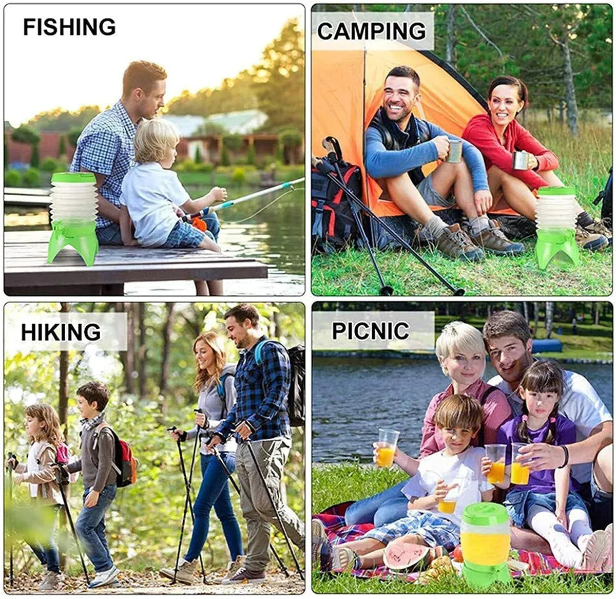 5.5L Outdoor Water Container Camping Folding Water Beer Juice Travel Bucket Use - Blue