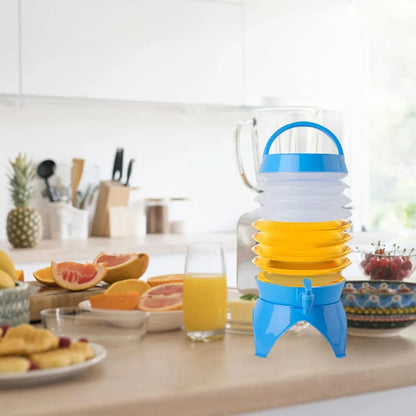 5.5L Outdoor Water Container Camping Folding Water Beer Juice Travel Bucket Use - Blue