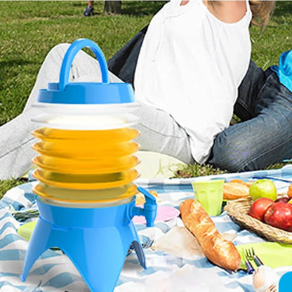 5.5L Outdoor Water Container Camping Folding Water Beer Juice Travel Bucket Use - Blue