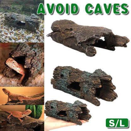 Tree Log Hide Ornament Trunk Tunnel Fish Reptile Tank Resin Aquarium Decoration - Large