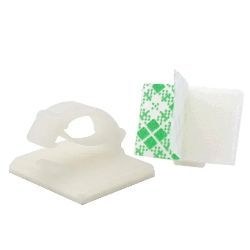 100X Cable Clips Holder Tidy Adhesive Home Car Wire Tie Fixer Drop Clamp Cord - White-100PCS